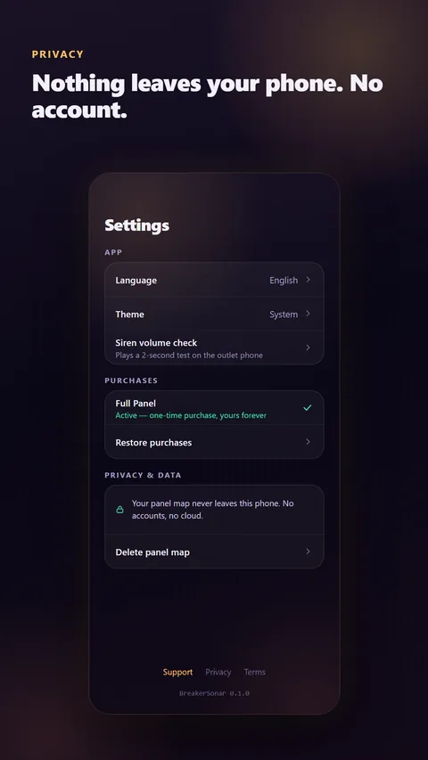 Privacy screen: the map never leaves the phone